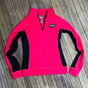PINK Ultimate 1/4 Zip Neon Pink Pull Over Size XS